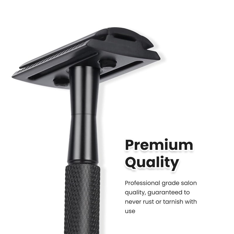 Keropy Eco-Friendly Safety Razor With 10 Premium Stainless Steel Blade Safety Razors For Men Shaving Razor, Smooth Wet Shave Experience, Gun Black - Image 3